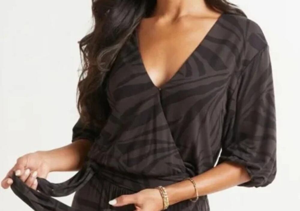 Z Supply From Evereve Clara Faux Wrap Tropical Zebra Small Top